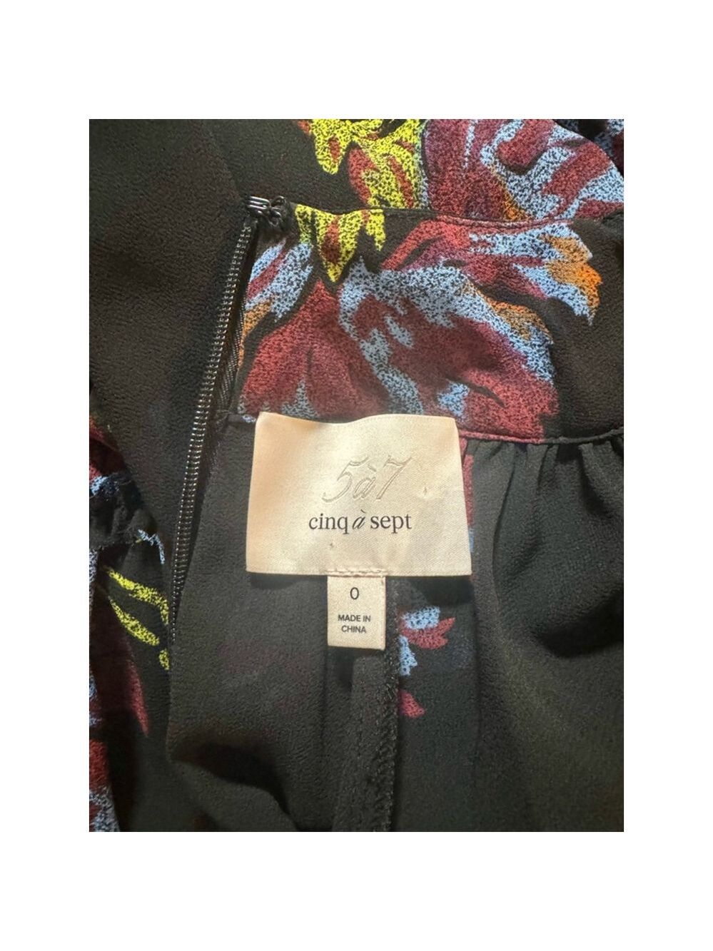 Cinq à Sept Revina Floral Print Mini Dress Black Size 0 Mock-neck Bow Key-hole - Picture 14 of 16